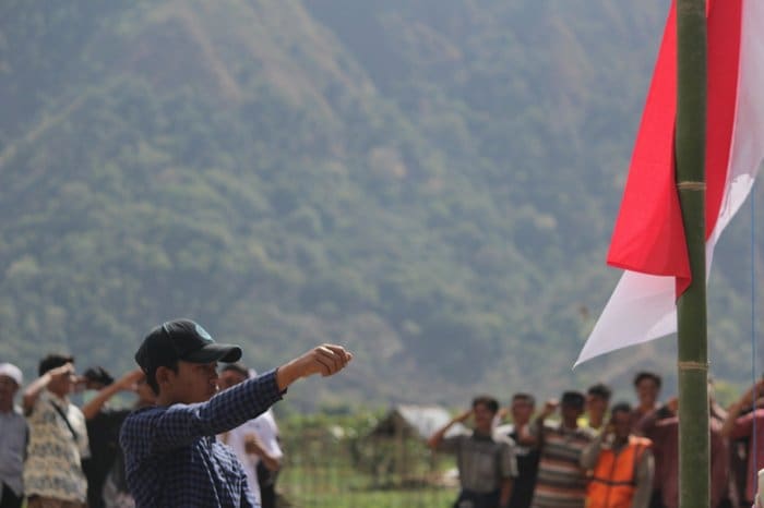 Upacara 17 Agustus di dusun Jorong, Desa Sembalun Bumbung, Kabupaten Lombok Timur.  Foto: Aghniya/INA