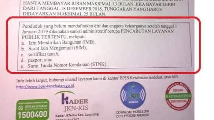 Viral Selebaran Nunggak Bayar BPJS Berakibat Tak Bisa Urus SIM-STNK, Ini Kata Dirut BPJS 1 Foto: Detik