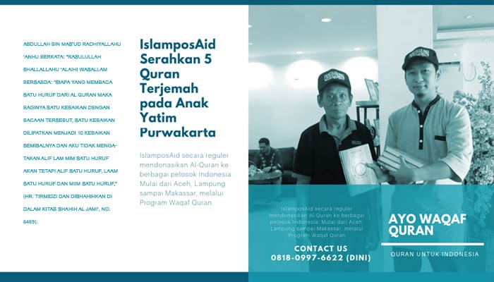 IslamposAid Serahkan 5 Quran Terjemah pada Anak Yatim Purwakarta 1