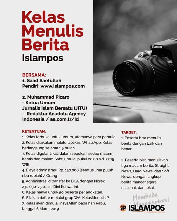 Ayo Ikuti Kelas Belajar Menulis Berita di Islampos lewat WA 2