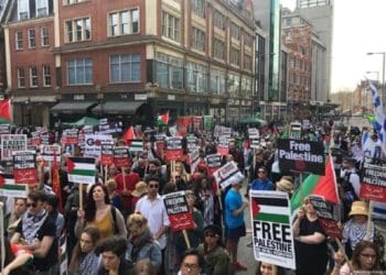 Ribuan warga London dukung perjuangan Palestina. Foto: Memo
