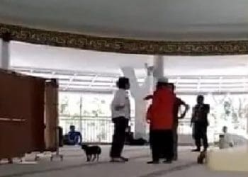 Wanita bawa anjing ke dalammasjid. Foto: Rhio/Islampos
