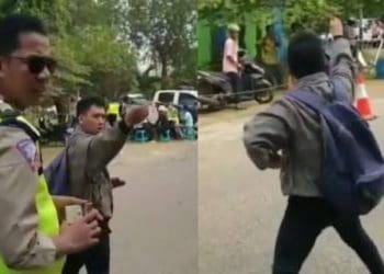Tak terima ditilang, pria ini pamerkan jurus silat. Foto: Kumparan