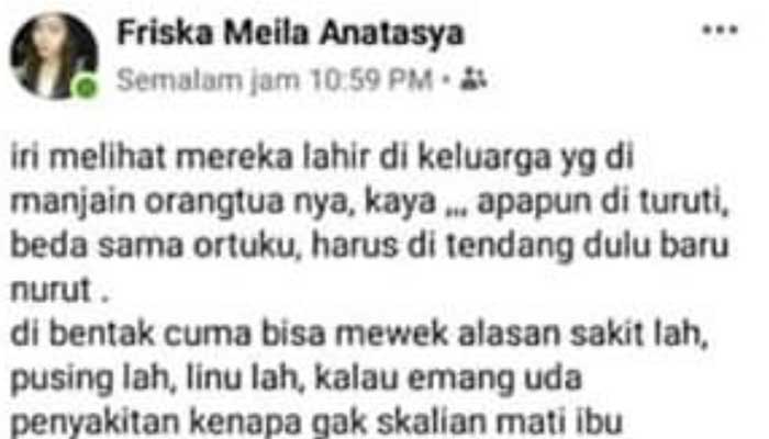 Viral Anak Posting Ujaran Kebencian kepada Ibunya di Facebook, Sebut Wanita Idiot 1 Foto: Screenshot FB