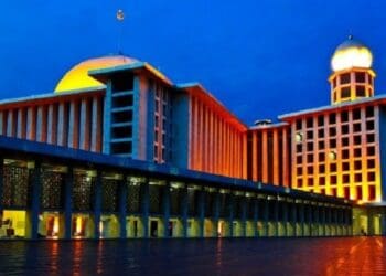 perpustakaan masjid istiqlal ilustrasi